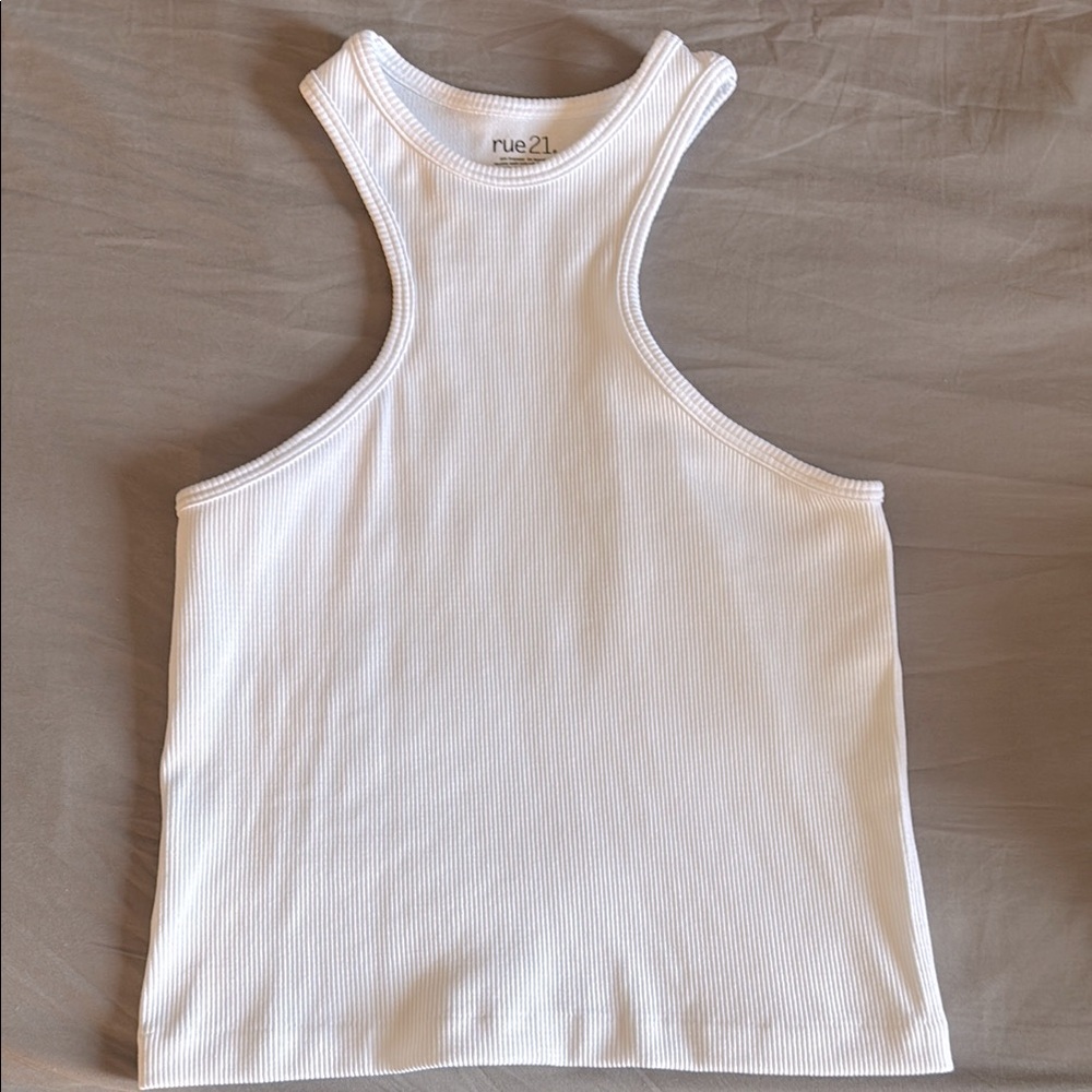 Rue21 Classic White Ribbed Tank